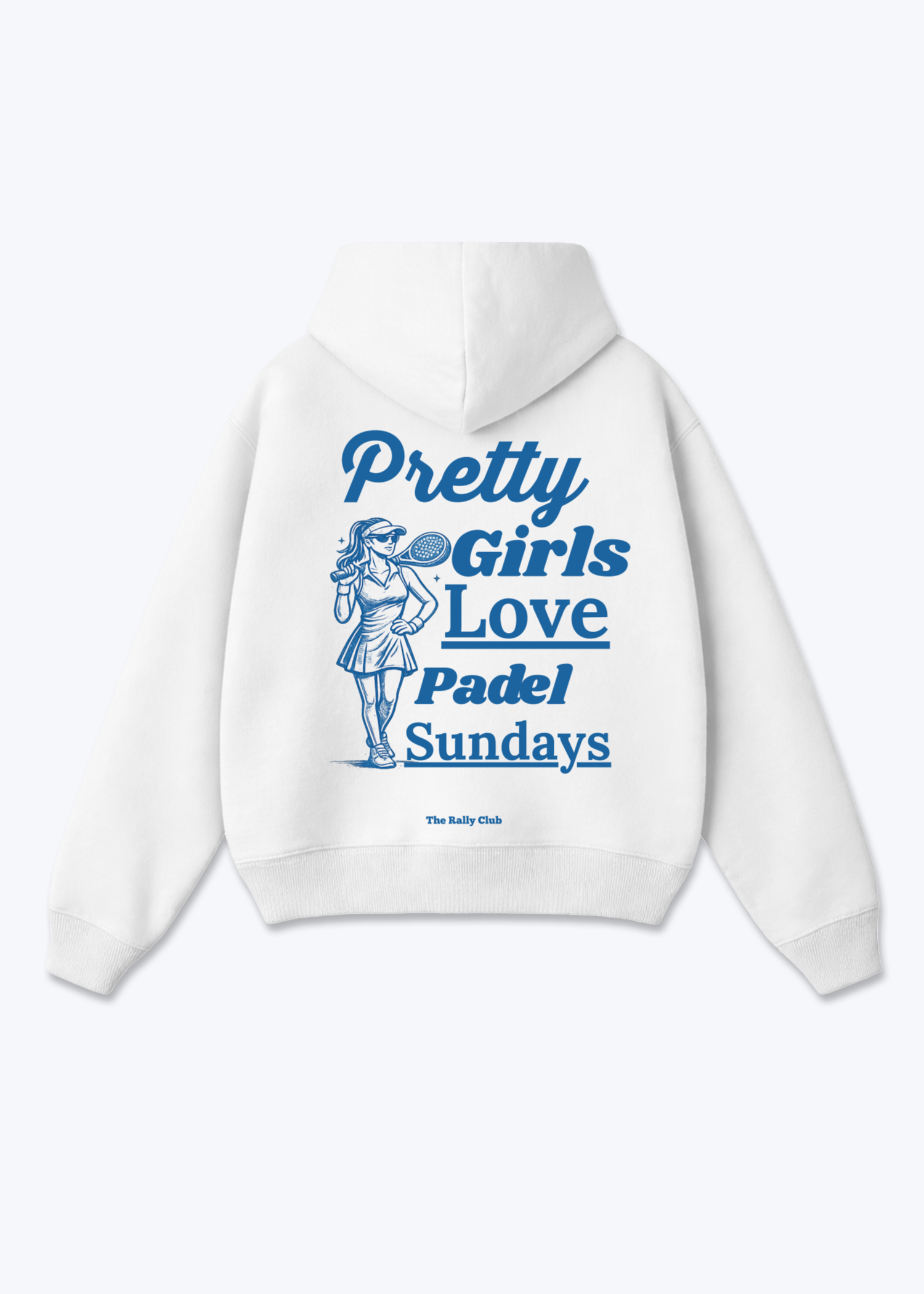 Pretty Girls Love Padel Oversized Hoodie - White Back (Designed)