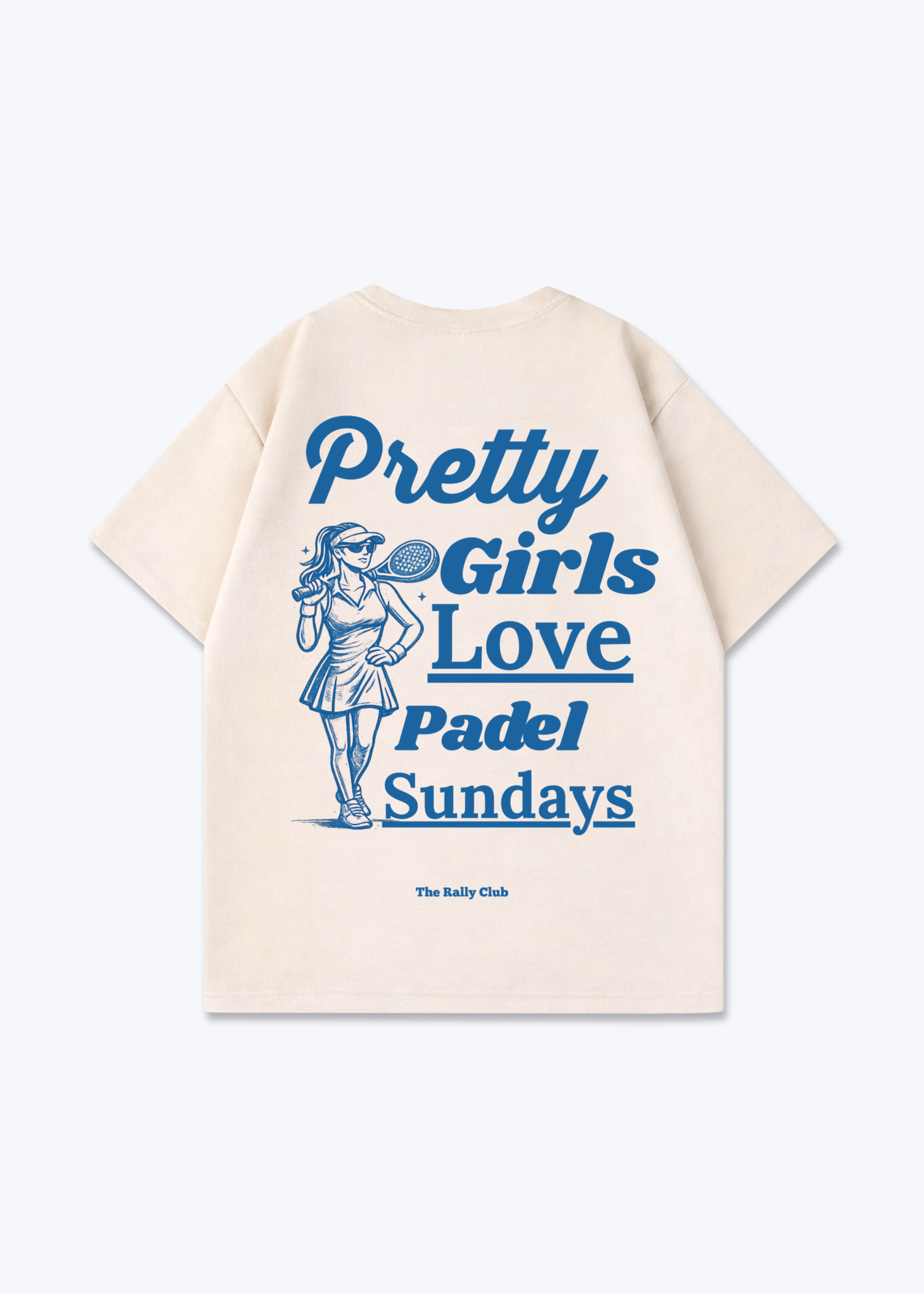 Pretty Girls Love Padel Oversized Shirt - Beige Back (Designed)